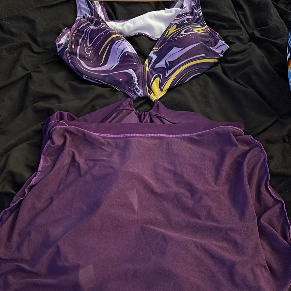 Purple Sarong Swim bikini Cover-Up with Intricate Detailing - Picture 2 of 3